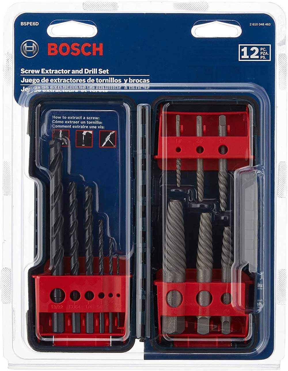 BOSCH BSPE6D Steel Spiral Flute Screw Extractor Set- Best Screw Extractors
