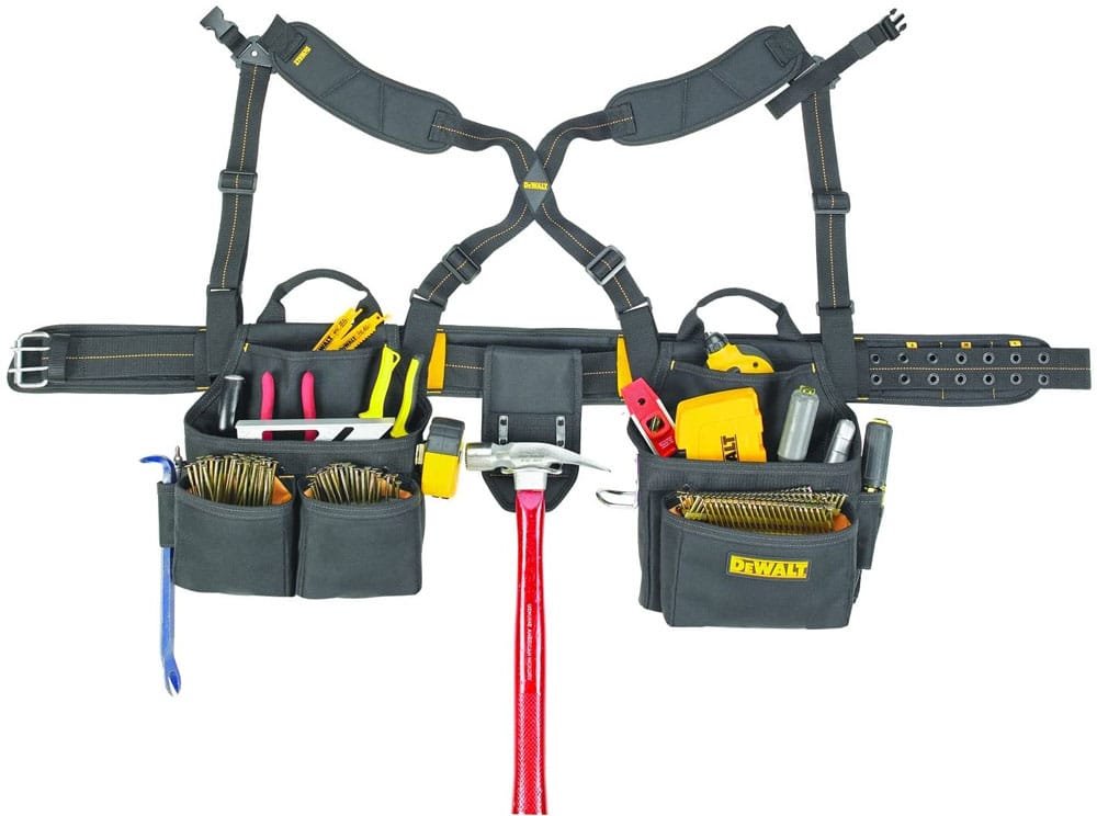 DEWALT DG5617 Custom Leathercraft 20-Pocket Pro Framer's Combo Apron Tool Belt and Yoke-style Suspenders